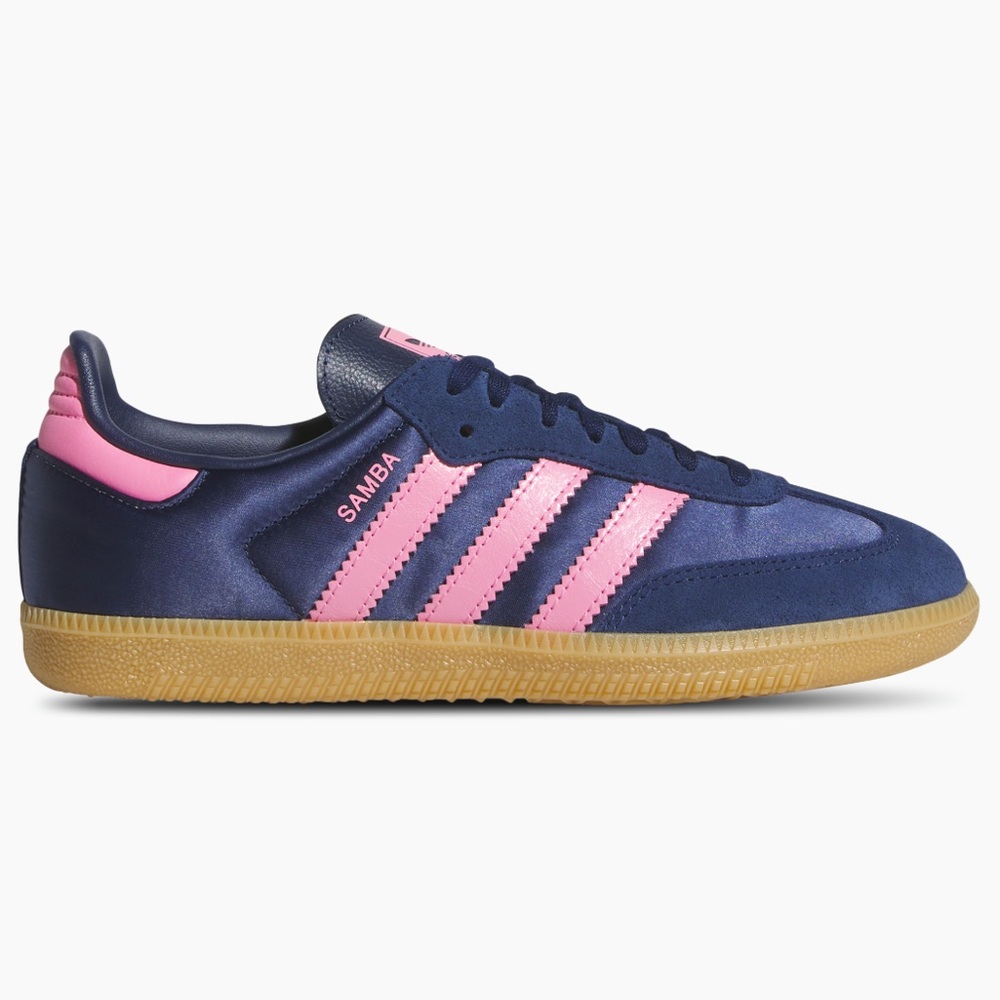 💗👖 ADIDAS SAMBA SATIN NAVY PINK 👖💗 - Picture 1 of 4